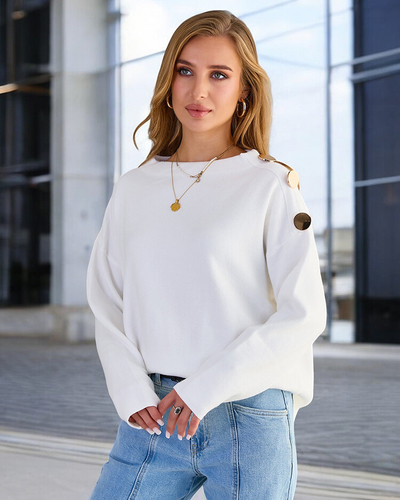 Royalfashion Тонкий жіночий светр з декором на плечах