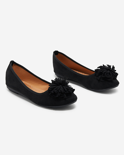 Černé eko semišové baleríny se zdobením Kviassi. Obuv