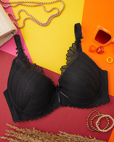 Чорний жіночий мереживний бюстгальтер