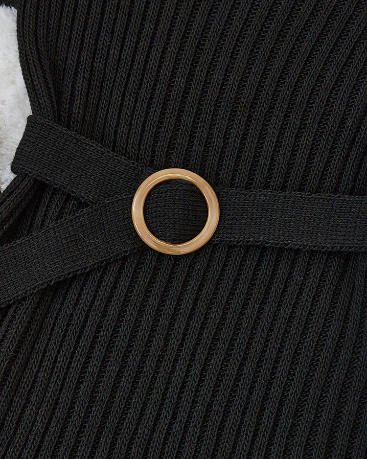 Royalfashion Černé dámské svetrové šaty