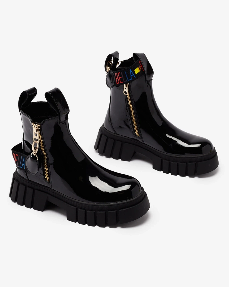 Royalfashion Dámské černé lakované kozačky Ceriop