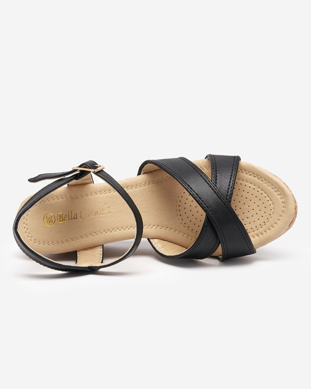 Dámské černé sandály na klínku Helia - Boty