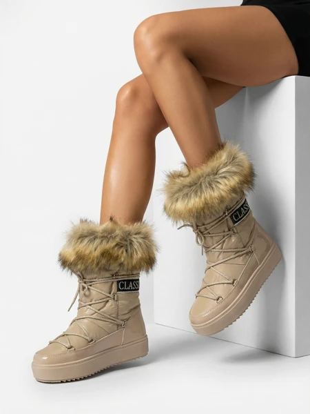Royalfashion Světle hnědé nazouvací boty a'la snow boots for women Gomllo