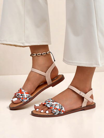 Royalfashion Dámské sandály na ploché podrážce ColorStrap