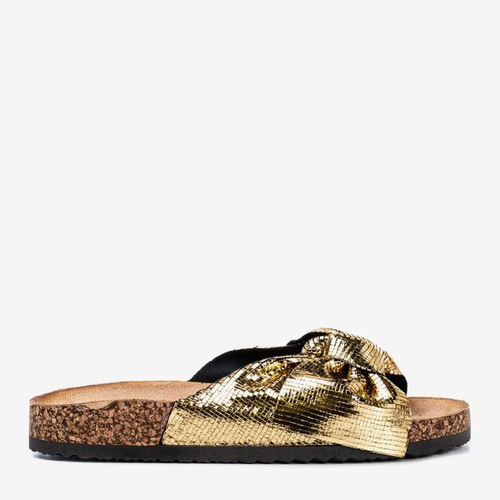 Золоті жіночі тапочки з бантом Isydora - Взуття