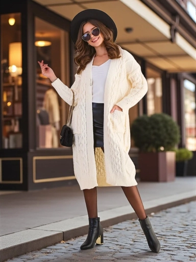 Royalfashion Pletený pončový svetr pro ženy