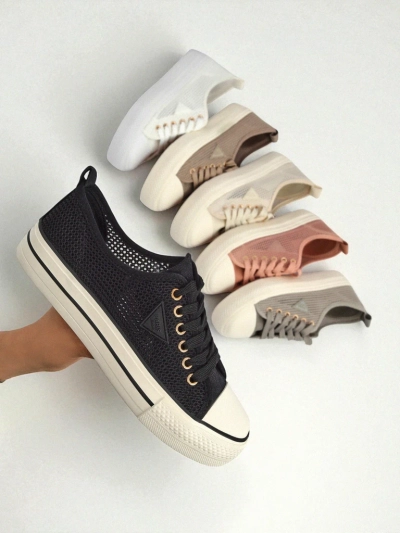 Melania Nero – dámské tenisky z tkaniny mesh na ploché podrážce 3cm