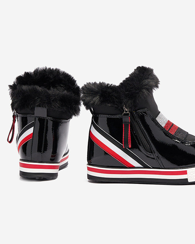 OUTLET Чорні жіночі спортивні черевики на прихованому каблуці з хутром Gomiu- Footwear