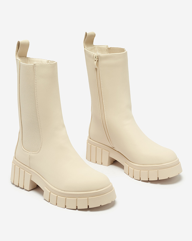 Dámské krémové vysoké zateplené kozačky Otika - Obuv