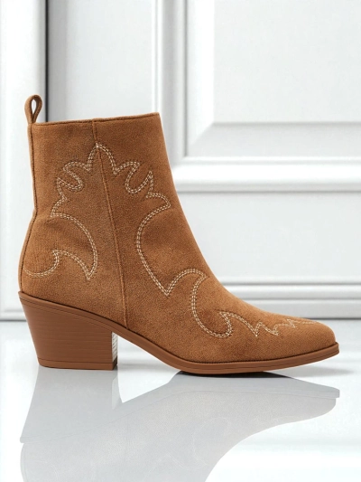 Dámské kotníkové boty kovbojského stylu Velvet Ash – na podpatku