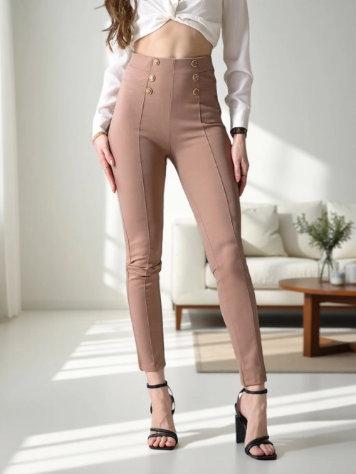 Royalfashion Жіночі бавовняні трегінги з декоративними гудзиками