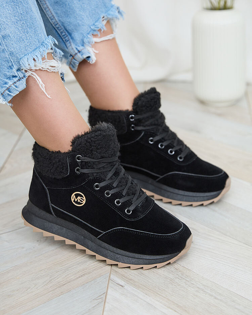 Royalfashion Жіночі утеплені спортивні черевики чорного кольору Cerrto