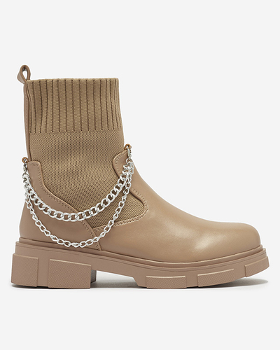 Чоботи жіночі світло-коричневі з верхом a'la sock Foldaf- Footwear