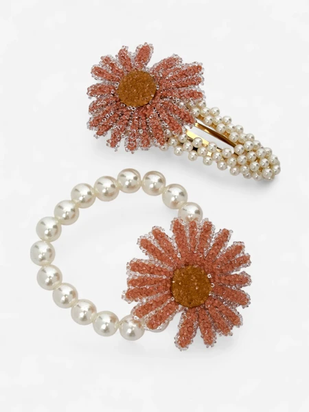 Royalfashion Набір заколок і резинок для волосся з квіткою Flora Perla