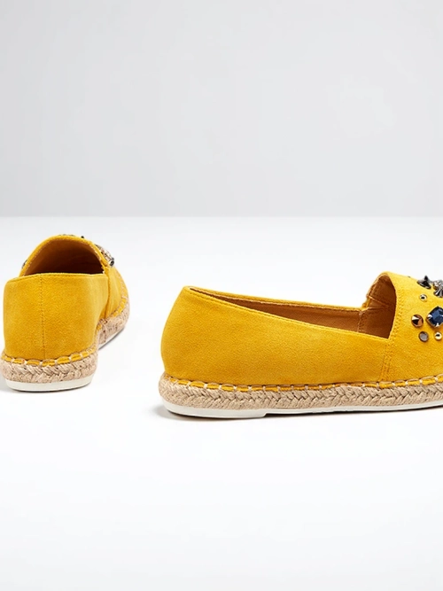 Жовті жіночі еспадрильї з цирконами Mediros