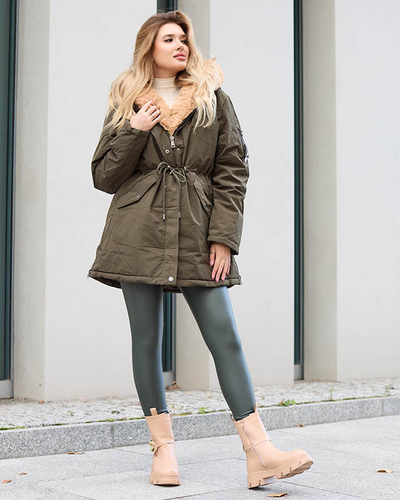 Dámská zelená zimní bunda PLUS SIZE - Oblečení