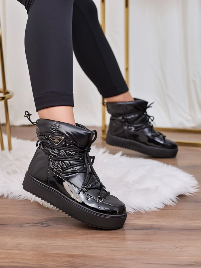 Royalfashion Жіночі черевики-сліпони a'la снігоступи чорні Vevnose