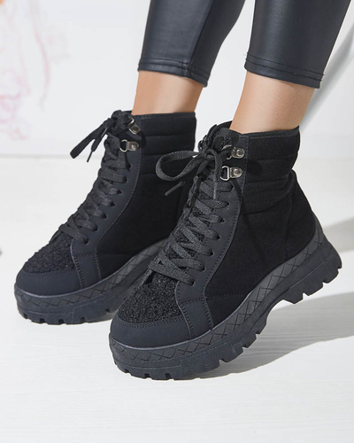 Жіночі утеплені черевики-трапери чорного кольору Wosser- Footwear