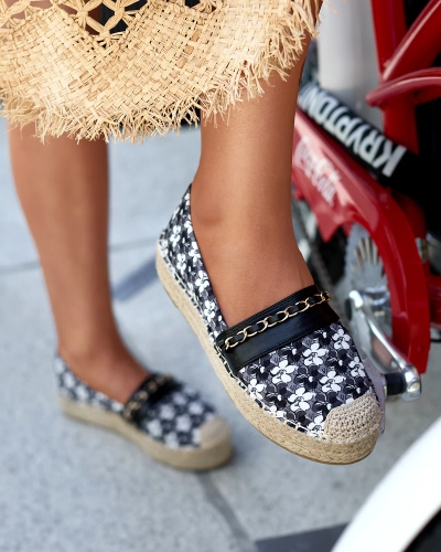 Černé květinové espadrilky Azzaxi- Obuv