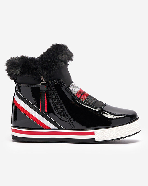 OUTLET Чорні жіночі спортивні черевики на прихованому каблуці з хутром Gomiu- Footwear