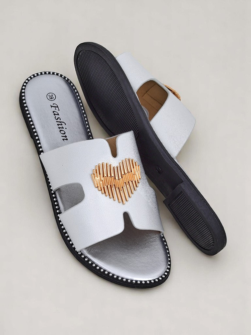 Royalfashion Жіночі шльопанці на плоскій підошві Heart Chic