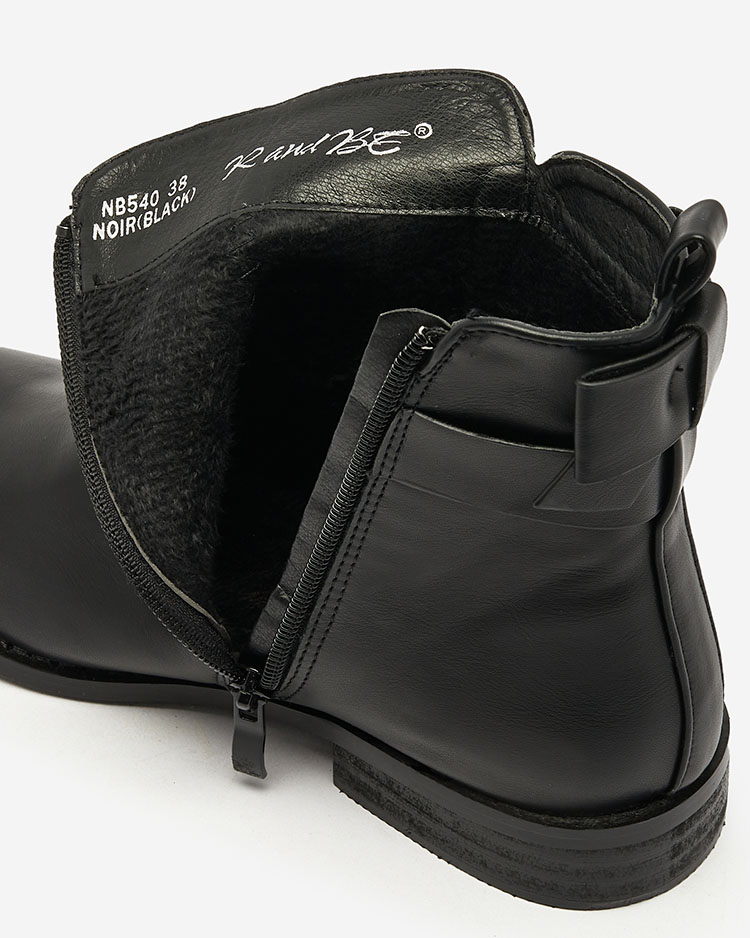 Royalfashion Černé dámské kozačky a'la sztyblety s ozdobami Ederte