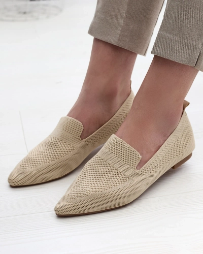 Dámské látkové baleríny v béžové barvě Aqsak- Obuv