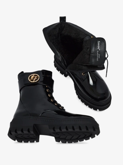 Lakované Botki Damskie eko skórzane Eulin