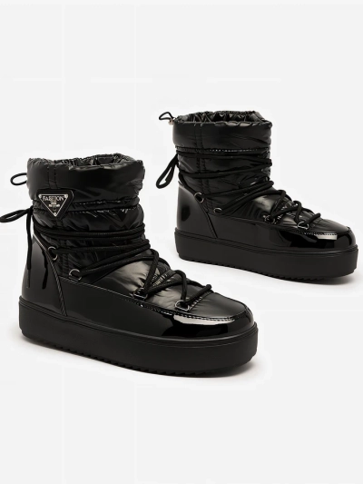 Royalfashion Dámské nazouvací boty a'la snow boots v černé barvě Vevnose