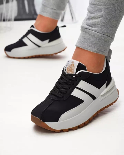 Černá dámská sportovní obuv z ekokůže s barevnými vsadkami Tifora- Obuv