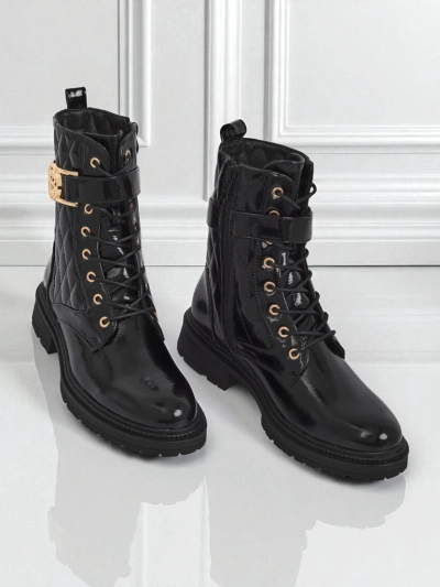 Pikované dámské kotníkové boty z ekologické kůže lakované Opal Verge