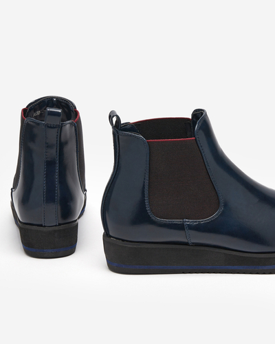 Сині жіночі чобітки на танкетці Stasia