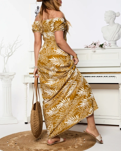 Květinová hořčice dámské midi šaty - Oblečení