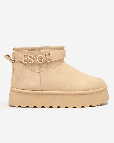 Royalfashion Světle hnědé dámské boty a'la snow boots s ornamentem Parisela