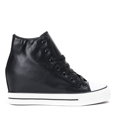 Czarne trampki na na wysokiej koturnie Hanta - Obuwie