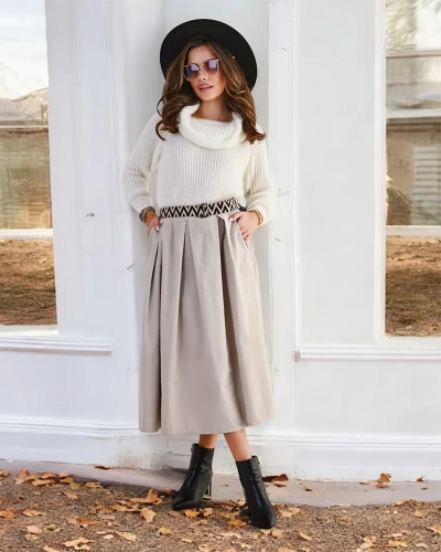 Спідниця-міді для жінок від Royalfashion у стилі кордуровий