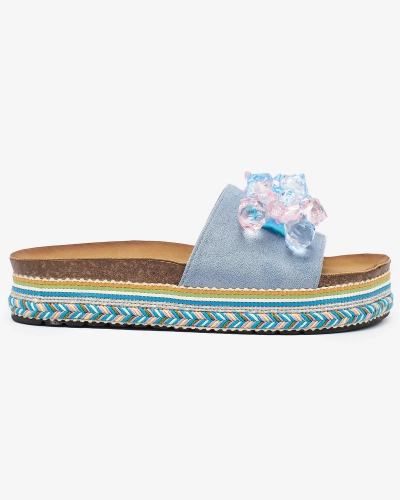 Жіночі шльопанці Royalfashion з кристалами синього кольору Bollah