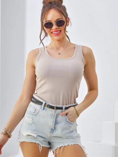 Royalfashion Bavlněný top pro ženy s ramínky a srdíčky