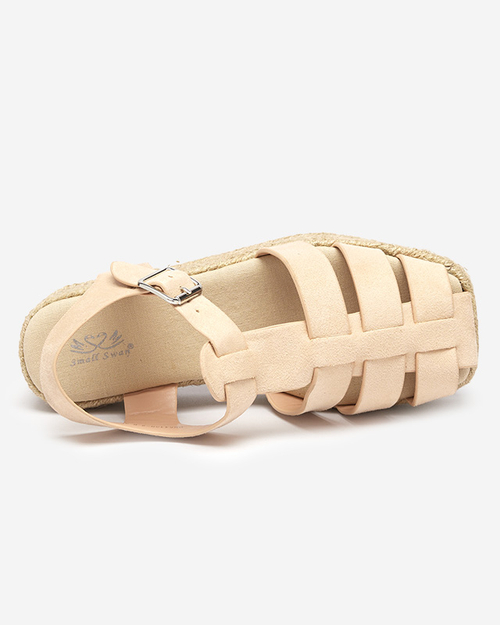 Бежеві жіночі босоніжки з екозамші на платформі Keniso