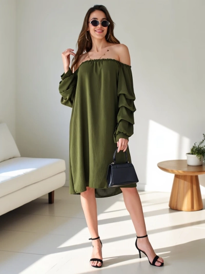 Royalfashion Гладка жіноча сукня, натхнена іспанським стилем з воланами