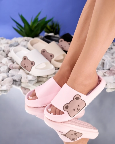 Royalfashion Růžové dámské gumové žabky s medvídkem Páka