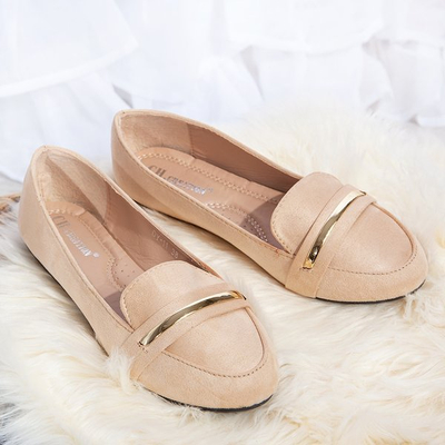 Бежеві мокасини з золотою прикрасою Greca - Взуття