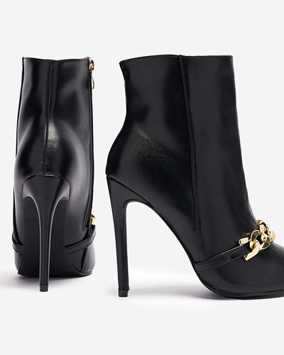 OUTLET Černé kozačky na jehle zdobené řetízkem Rittle- Obuv