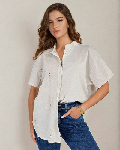 Royalfashion Dámská oversize vyšívaná košile