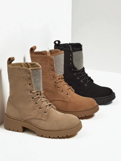 Eko semišové šněrovací dámské boty Ferlyne