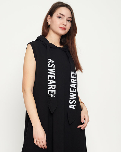 Жіноча чорна сукня-світшот міді - Одяг