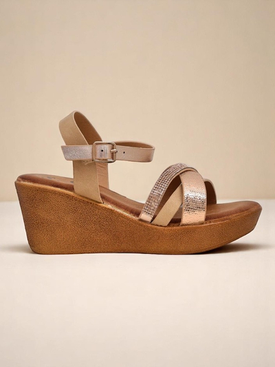 Royalfashion Dámské wedges sandály s kamínky a třpytkami Glittera