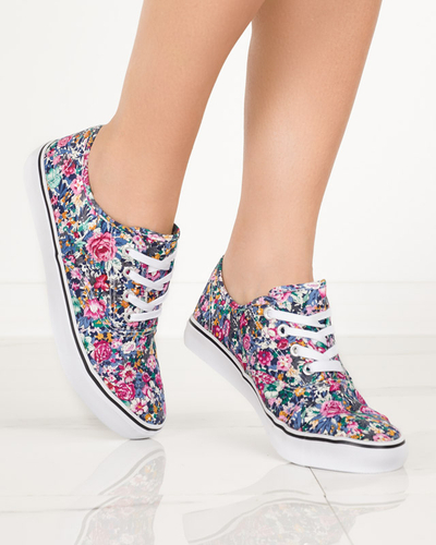 OUTLET Темно-сині жіночі кеди з квітковим принтом Surfi - Взуття