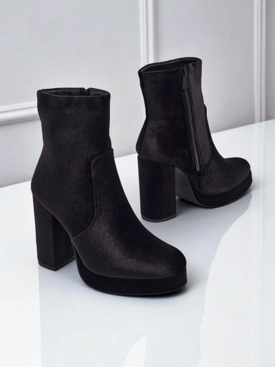 Dámské kotníkové boty na sloupku al'la Velur Miss