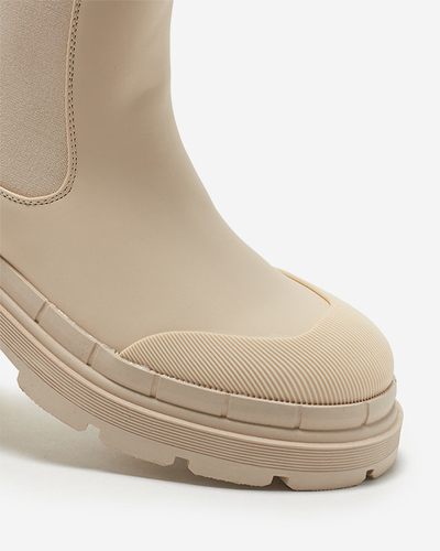 Бежеві матові жіночі високі черевики Namrid- Взуття